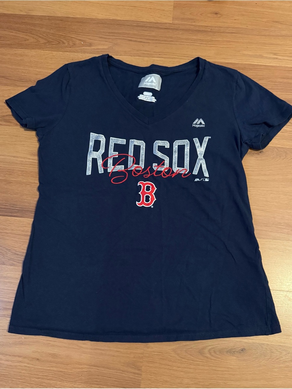 Majestic Navy Red Sox Boston V-Neck Tee
